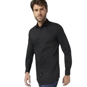 Men's Pierre Cardin Black Slim Fit Button Down Dress Shirt Large